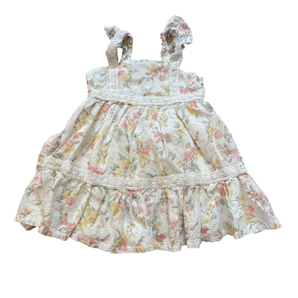 Haute Hippie Kids Dress Girls White Floral Boho Eyelet Lace SIZE 24M